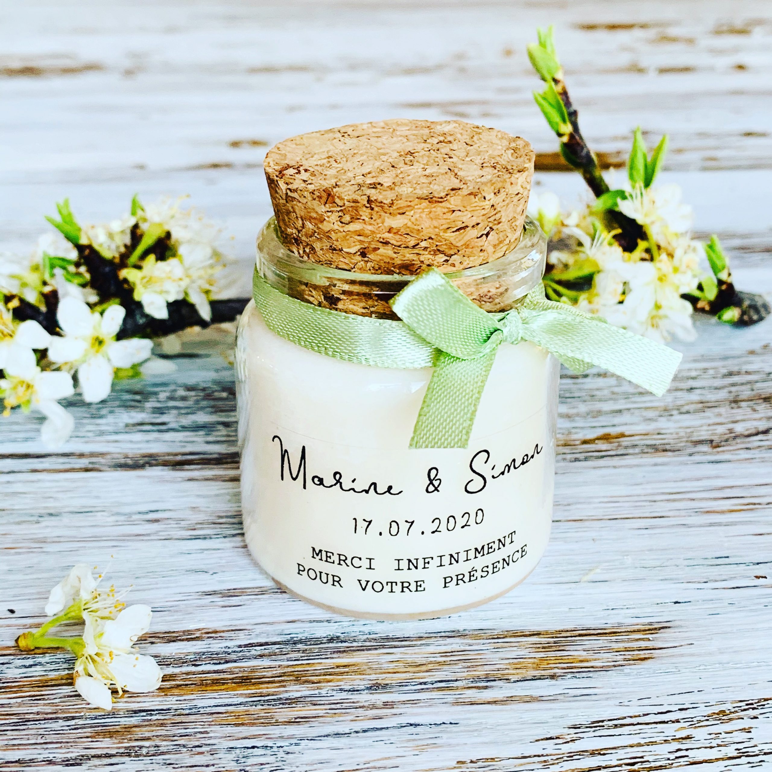 Bougies Personnalisées Cadeaux invités mariage LUXE Marine