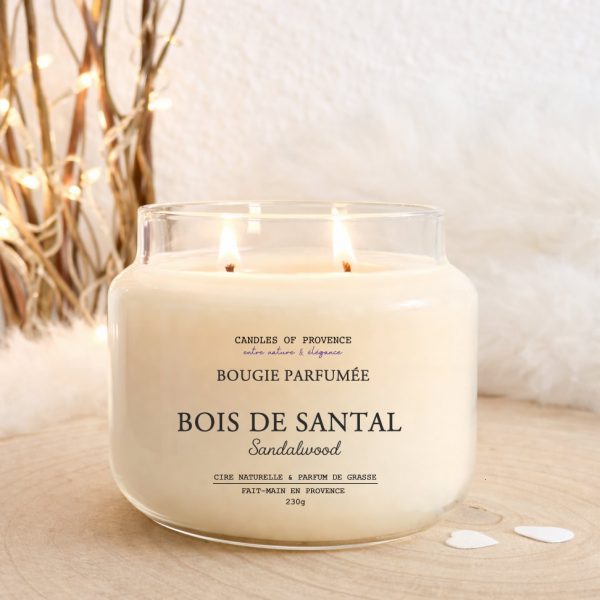 Bougie parfumée Bois de Santal artisanale fait-main en Provence