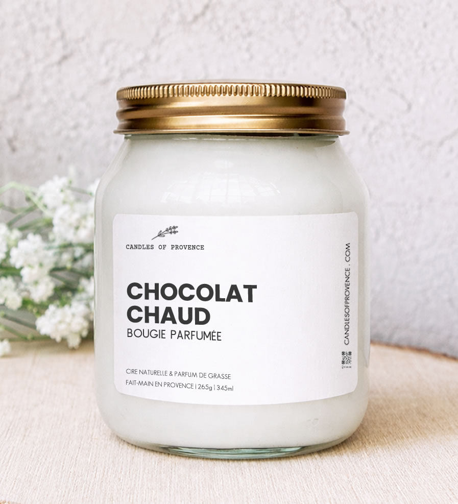 Grande Bougie parfumée Chocolat Chaud Collection Cottage Fait-main en Provence