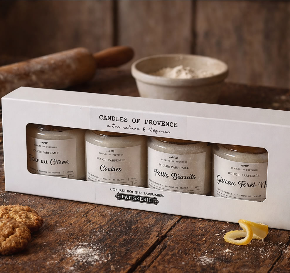 Coffret pâtisserie cadeau femme mini bougies parfumées gourmandes fait-main en Provence