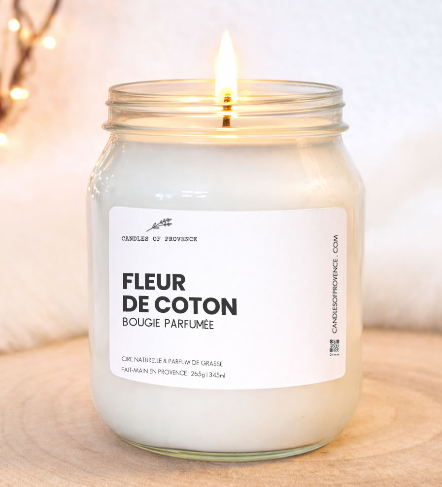 Grande Bougie parfumée Fleur de coton Collection Cottage Fait-main en Provence