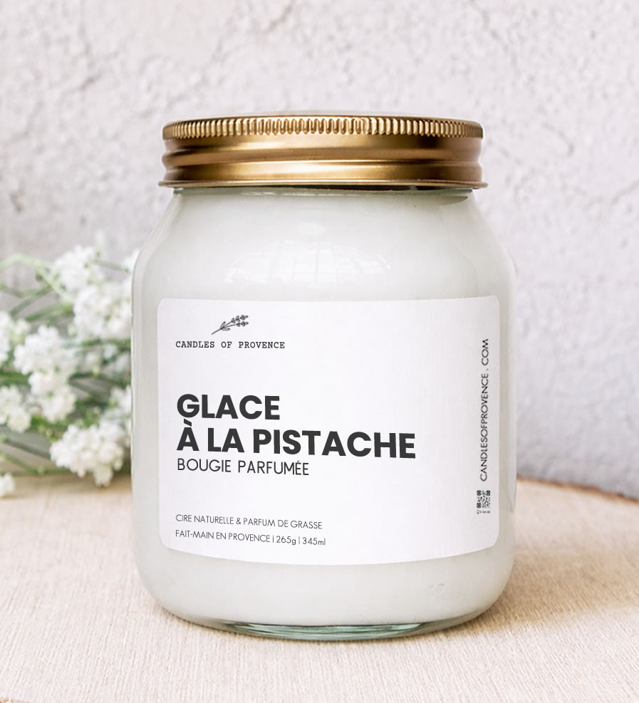 Grande Bougie parfumée Glace à la Pistache Collection Cottage Fait-main en Provence
