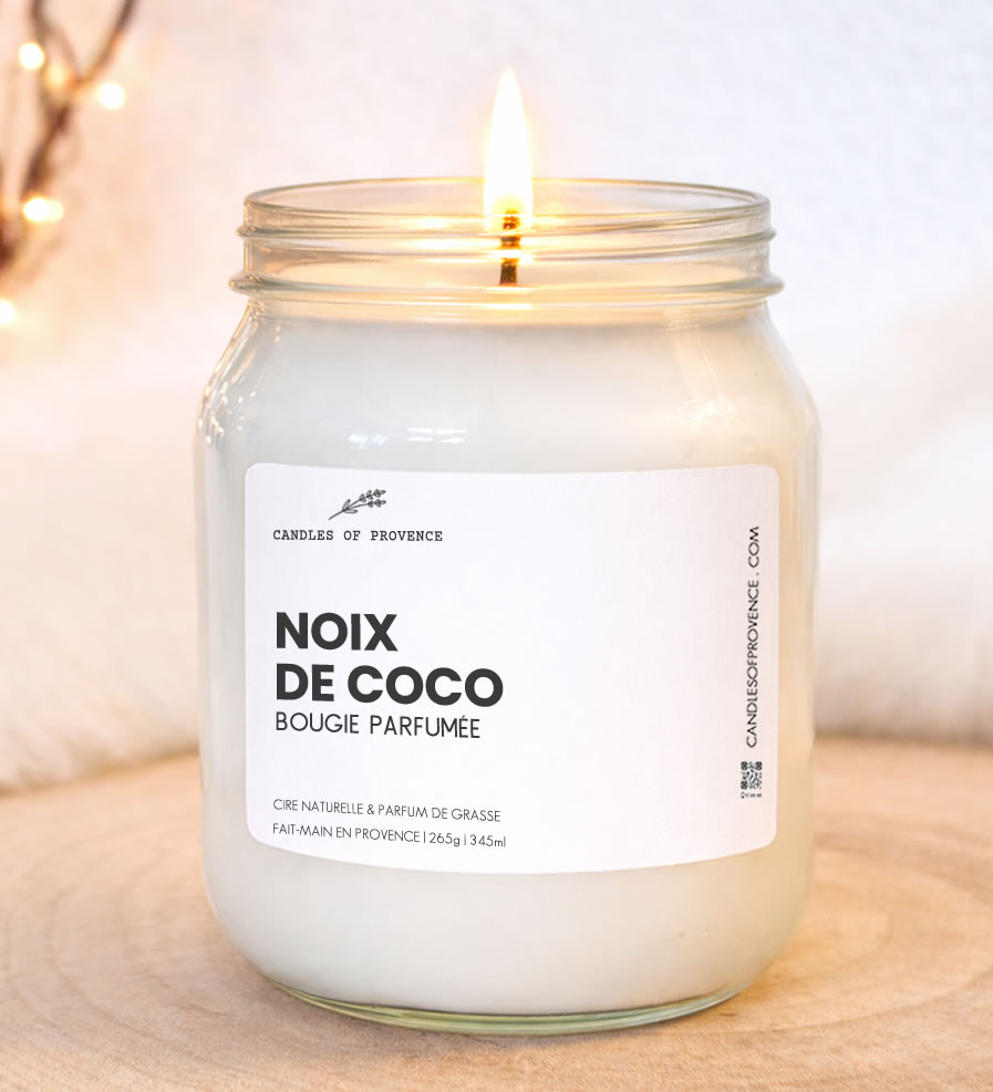 Grande Bougie parfumée Noix de Coco Collection Cottage Fait-main en Provence
